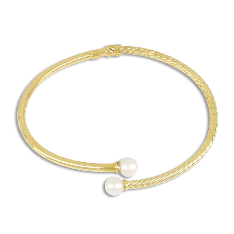 Freshwater Cultured Pearl Bangle Bracelet 14K Yellow Gold