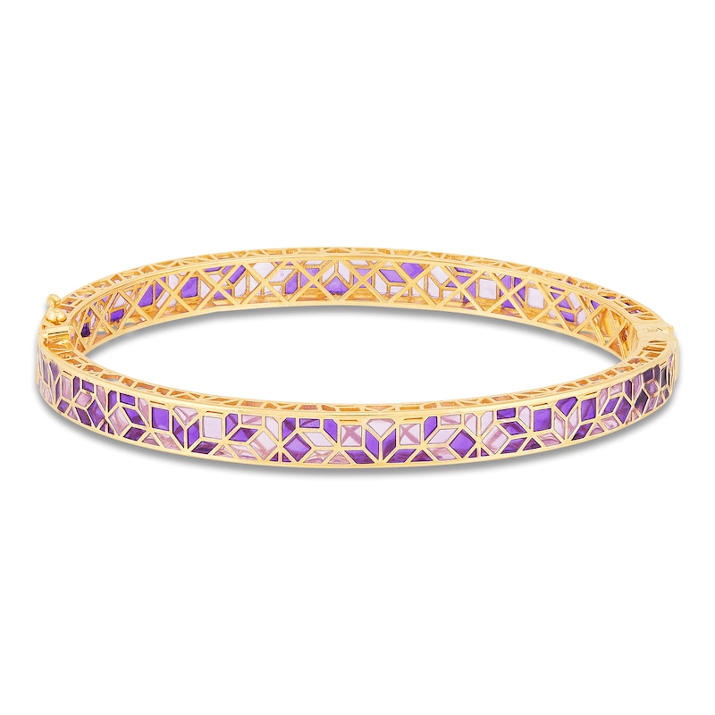 Main Image 1 of Italia D'Oro Purple Enamel Bangle Bracelet 14K Yellow Gold