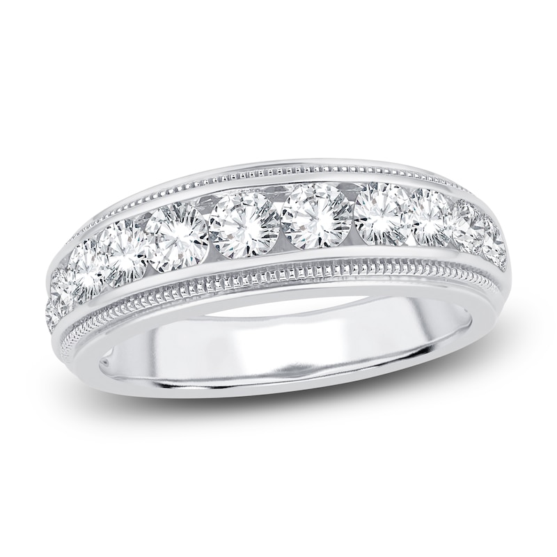 Main Image 1 of Men's Diamond Wedding Band 1-1/2 ct tw Round 14K White Gold