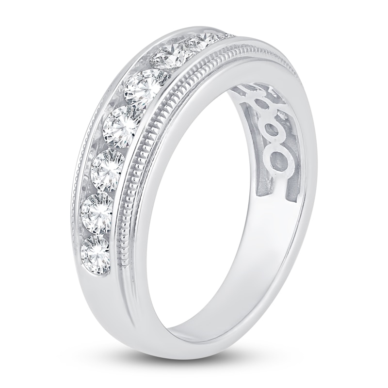 Main Image 2 of Men's Diamond Wedding Band 1-1/2 ct tw Round 14K White Gold