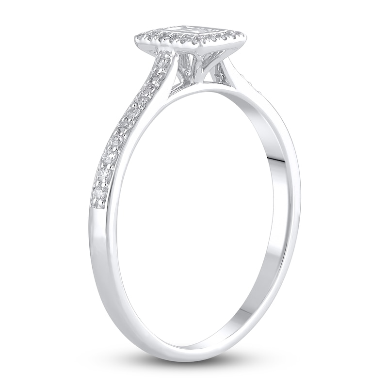 Diamond Promise Ring 1/4 ct tw Round/Baguette 14K White Gold