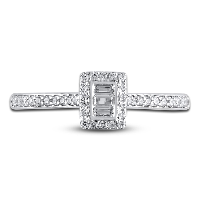 Diamond Promise Ring 1/4 ct tw Round/Baguette 14K White Gold