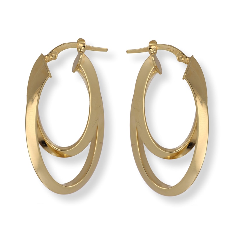 Main Image 1 of Italia D'Oro High-Polish Knife Edge Double Oval Earrings 14K Yellow Gold