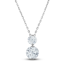 Lab-Grown Diamond 2-Stone Necklace 1 ct tw Round 14K White Gold