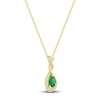 Thumbnail Image 1 of Natural Emerald Necklace 1/15 ct tw Diamonds 14K Yellow Gold 18"