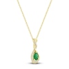 Thumbnail Image 2 of Natural Emerald Necklace 1/15 ct tw Diamonds 14K Yellow Gold 18"