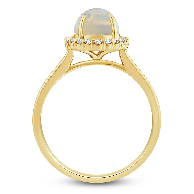Main Image 2 of Natural Opal Ring 1/5 ct tw Diamonds 14K Yellow Gold