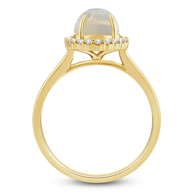 Natural Opal Ring 1/5 ct tw Diamonds 14K Yellow Gold