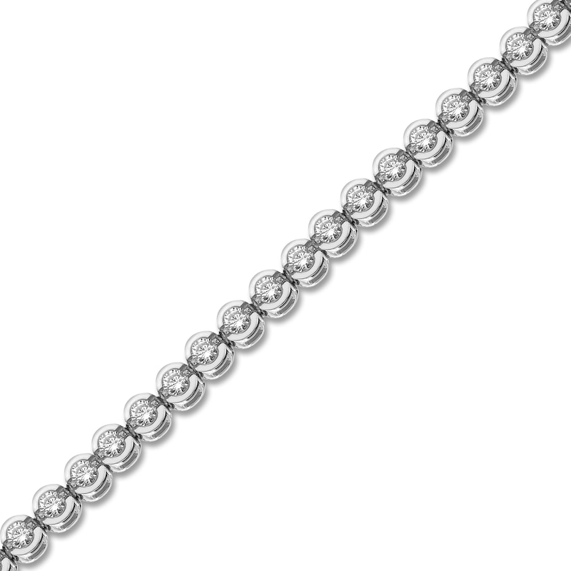 Main Image 2 of Diamond Tennis Bracelet 3 ct tw Round 14K White Gold 7"
