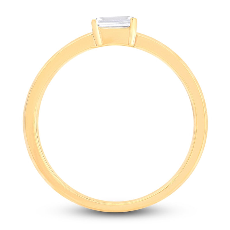 Main Image 3 of Diamond Solitaire Engagement Ring 1/2 ct tw Emerald 14K Yellow Gold (I/SI2)
