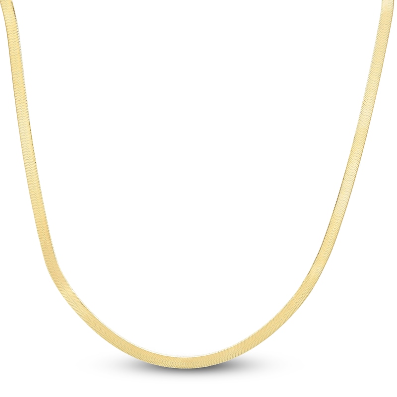 Solid Herringbone Chain Necklace 14K Yellow Gold 18" 4.6mm