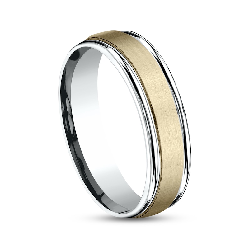 Main Image 2 of Satin Wedding Band 14K Two-Tone Gold 6.0mm