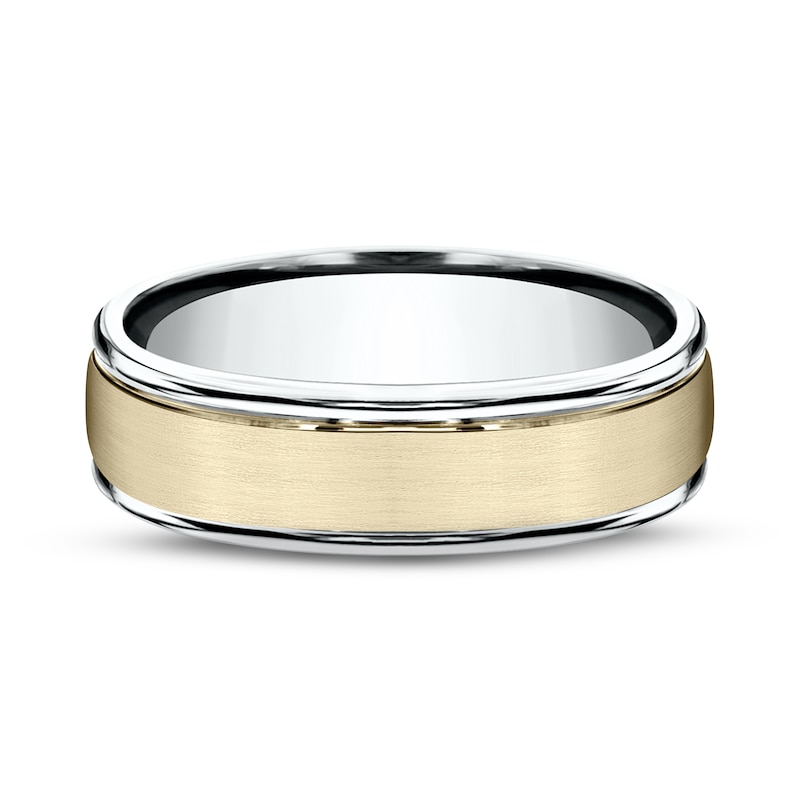 Main Image 3 of Satin Wedding Band 14K Two-Tone Gold 6.0mm