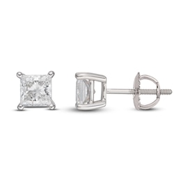 Princess-Cut Lab-Grown Diamond Solitaire Stud Earrings 1-1/2 ct tw 14K White Gold (SI2/F)