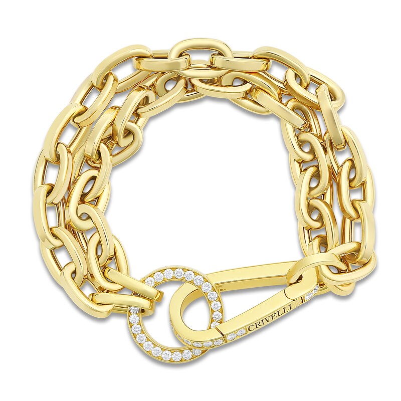 Crivelli Diamond Link Bracelet 1-3/4 ct tw Round 18K Yellow Gold 7.5