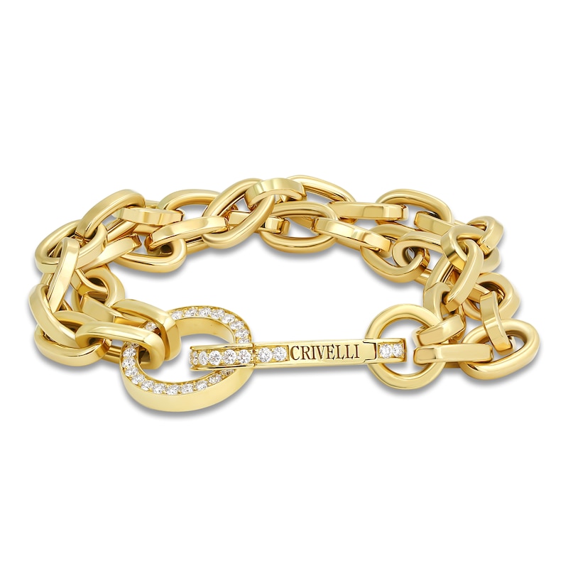 Crivelli Diamond Link Bracelet 1-3/4 ct tw Round 18K Yellow Gold 7.5