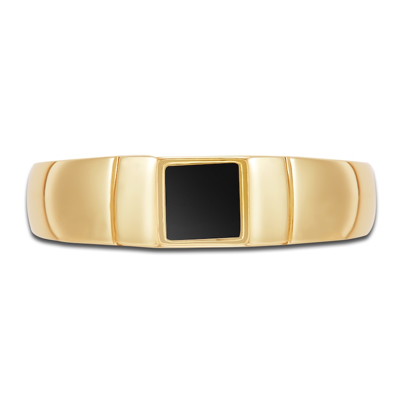 Main Image 3 of LUSSO by Italia D'Oro Men's Natural Onyx Signet Ring 14K Yellow Gold