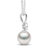 Thumbnail Image 2 of Yoko London White Akoya Cultured Pearl Necklace 1/5 ct tw Diamonds 18K White Gold 16-18" Adjustable