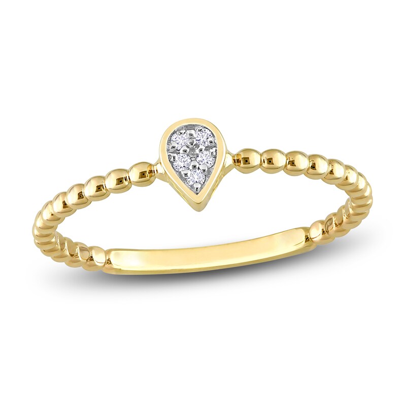 Main Image 1 of High-Polish Teardrop Ring Diamond Accents 14K Yellow Gold