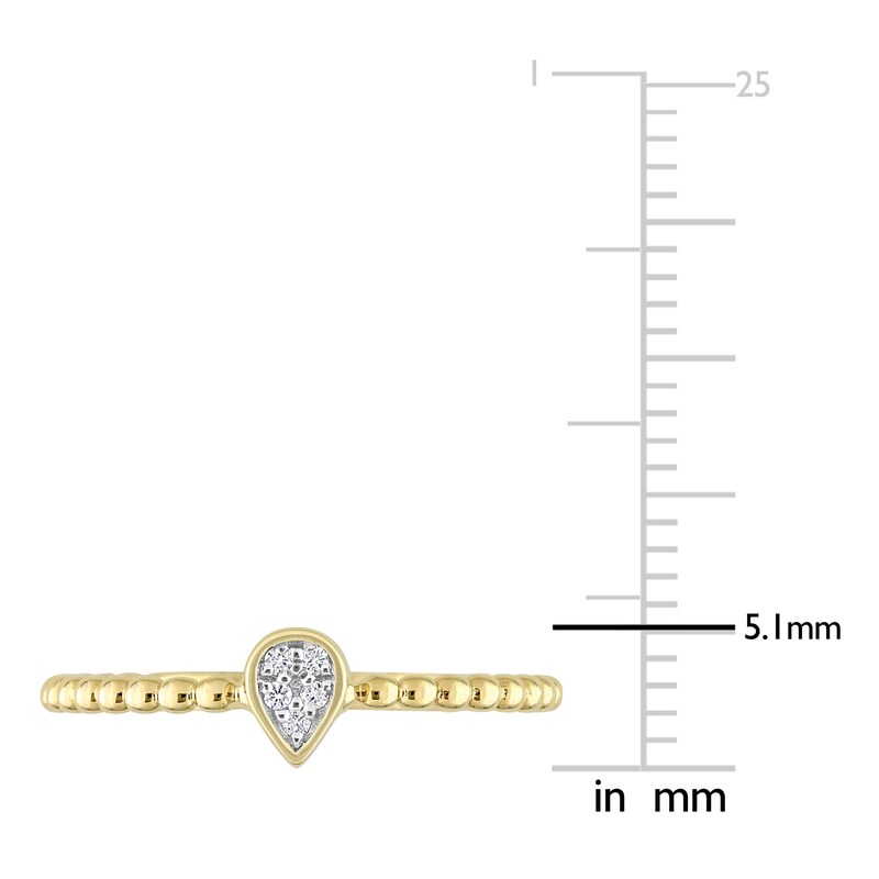 Main Image 4 of High-Polish Teardrop Ring Diamond Accents 14K Yellow Gold