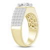 Thumbnail Image 2 of Men's Lab-Grown Diamond Ring 3 ct tw Emerald/Round 14K Yellow Gold