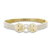 Thumbnail Image 1 of Men's Diamond & Lab Created Ruby Lion Bangle Bracelet 1 ct tw Round 10K Yellow Gold
