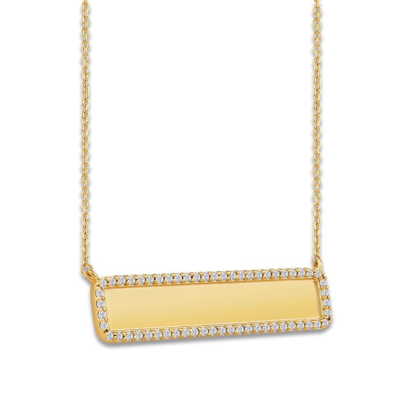 Main Image 2 of Diamond Bar Necklace 1/3 ct tw Round 14K Yellow Gold