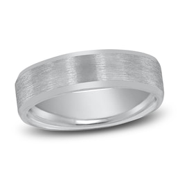 Matte Sandblasted Wedding Band 14K White Gold 7mm