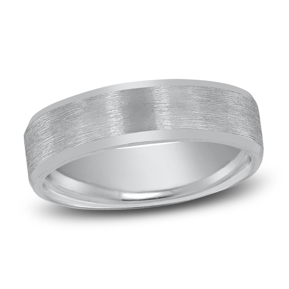 Matte Sandblasted Wedding Band 14K White Gold 7mm