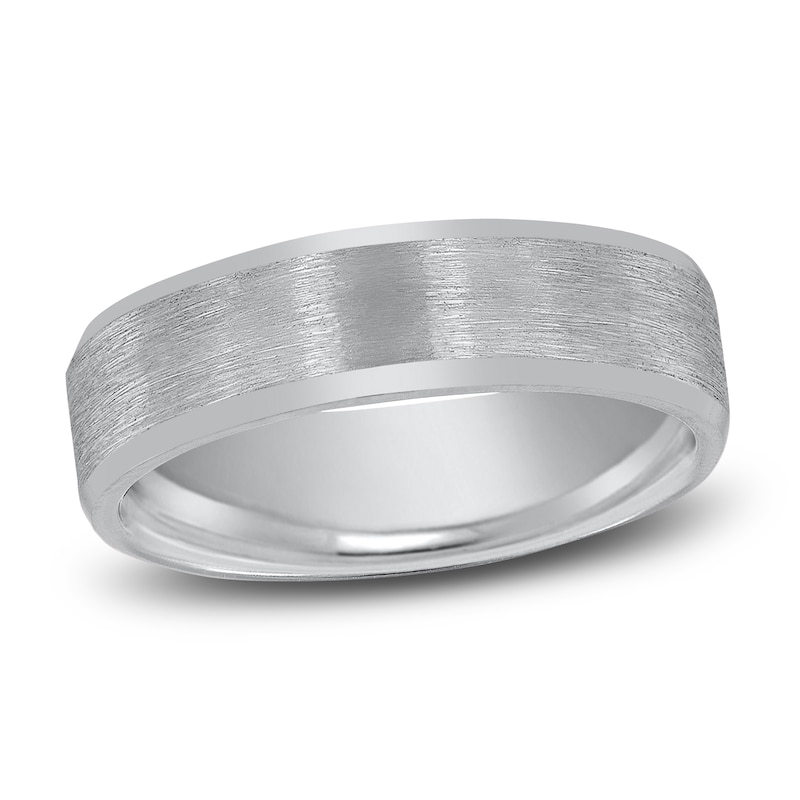 Main Image 1 of Matte Sandblasted Wedding Band 14K White Gold 7mm