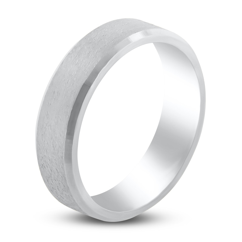 Main Image 2 of Matte Sandblasted Wedding Band 14K White Gold 7mm