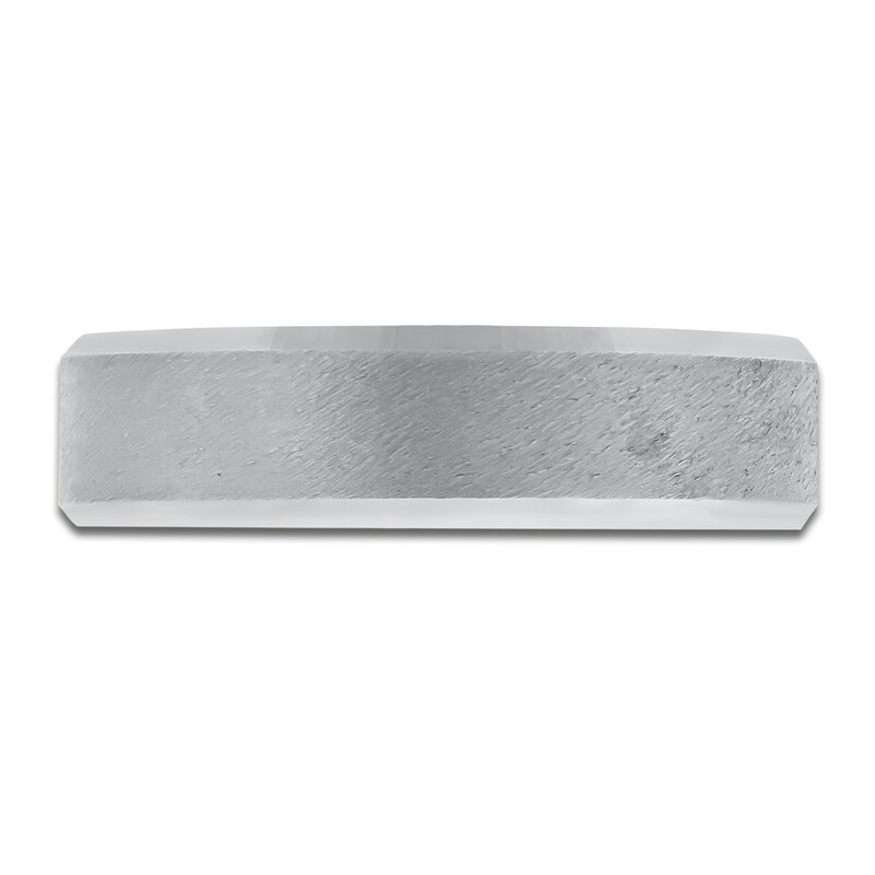 Main Image 3 of Matte Sandblasted Wedding Band 14K White Gold 7mm