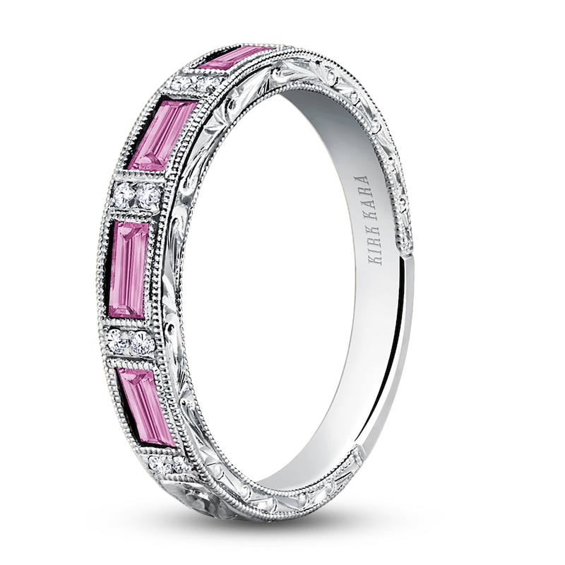 Main Image 2 of Kirk Kara Natural Pink Sapphire & Diamond Wedding Band 1/20 ct tw 14K White Gold