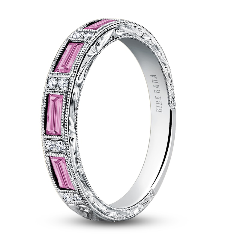 Kirk Kara Natural Pink Sapphire & Diamond Wedding Band 1/20 ct tw 14K White Gold