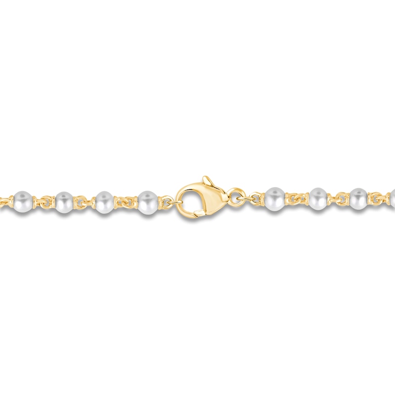 Main Image 3 of Children's Diamond & Freshwater Cultured Pearl Bracelet 1/20 ct tw Round 18K Yellow Gold 4"