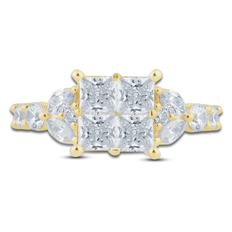 Main Image 3 of Pnina Tornai Diamond Princess-Cut Quad Engagement Ring 3 ct tw 14K Yellow Gold