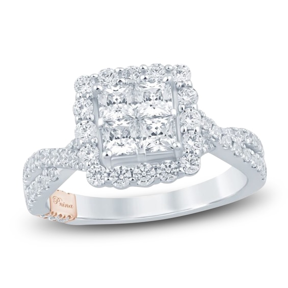 Pnina Tornai Diamond Princess-Cut Quad Engagement Ring 1-3/4 ct tw 14K White Gold