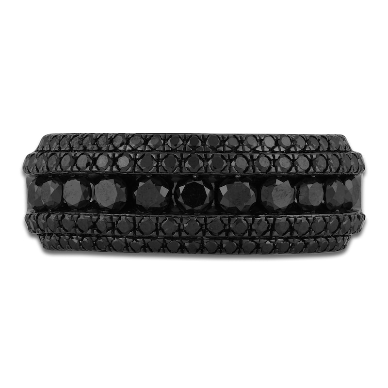 Main Image 3 of Men's Black Diamond Fashion Five-Row Ring 2 ct tw 10K Yellow Gold