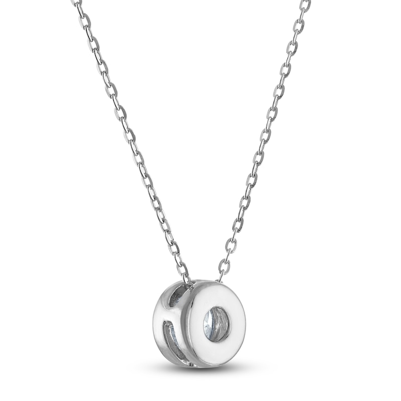 Main Image 3 of Certified Round-Cut Diamond Bezel-Set Solitaire Necklace 1/2 ct tw 14K White Gold 18" (I1/I)