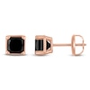 Thumbnail Image 1 of Princess-Cut Black Diamond Solitaire Stud Earrings 2 ct tw 14K Rose Gold