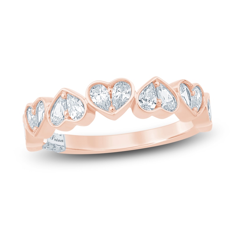 Main Image 1 of Pnina Tornai Pear-Shaped Lab-Grown Diamond Hearts Anniversary Ring 3/4 ct tw 14K Rose Gold