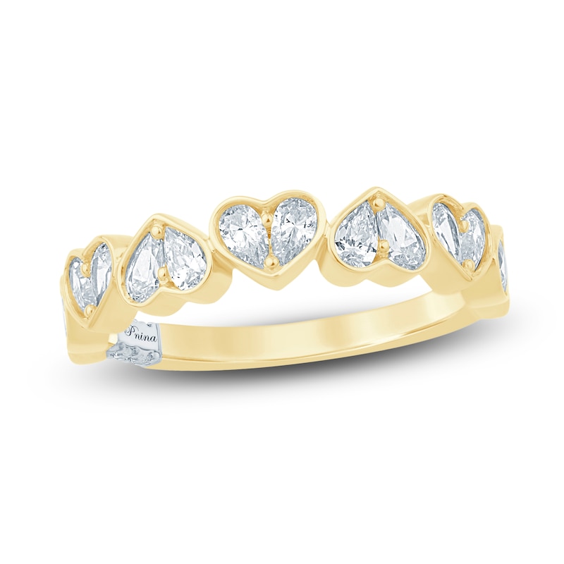 Main Image 1 of Pnina Tornai Pear-Shaped Lab-Grown Diamond Hearts Anniversary Ring 3/4 ct tw 14K Yellow Gold