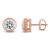Thumbnail Image 1 of Certified Round-Cut Diamond Bezel-Set Solitaire Stud Earrings 2 ct tw 14K Rose Gold (I1/I)