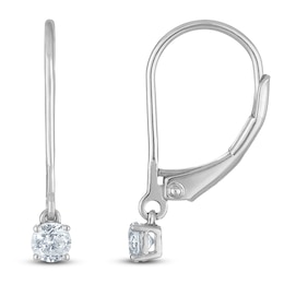 Certified Round-Cut Diamond Solitaire Drop Earrings 1/4 ct tw 14K White Gold (I/I1)