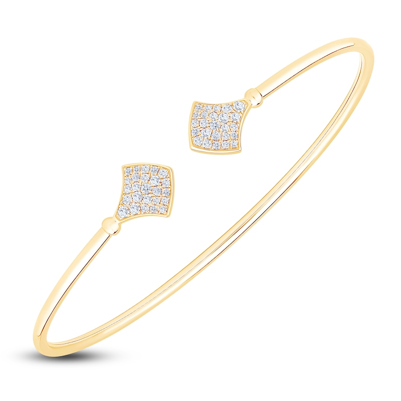 Main Image 2 of Diamond Open Cuff Bangle Bracelet 3/8 ct tw 14K Yellow Gold
