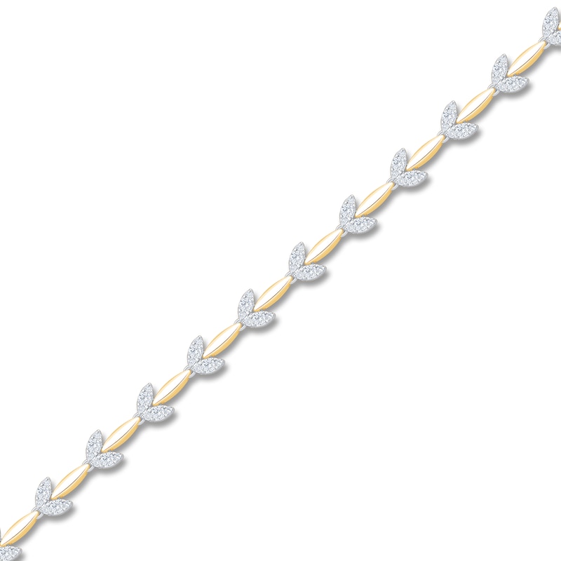 Main Image 2 of Brilliant Moments Diamond Leaf Link Bracelet 1-1/3 ct tw 14K Two-Tone Gold 7"