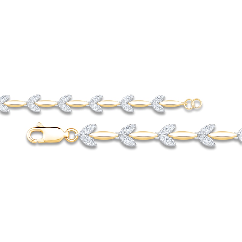 Main Image 3 of Brilliant Moments Diamond Leaf Link Bracelet 1-1/3 ct tw 14K Two-Tone Gold 7"