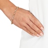 Thumbnail Image 3 of Italia D'Oro Heart Station Curb Chain Bracelet 14K Yellow Gold 7.5"