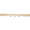 Thumbnail Image 5 of Italia D'Oro Heart Station Curb Chain Bracelet 14K Yellow Gold 7.5"