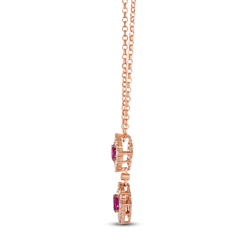 Main Image 2 of Le Vian Oval-Cut Natural Ruby Double Drop Necklace 3/8 ct tw Diamonds 14K Strawberry Gold 19"